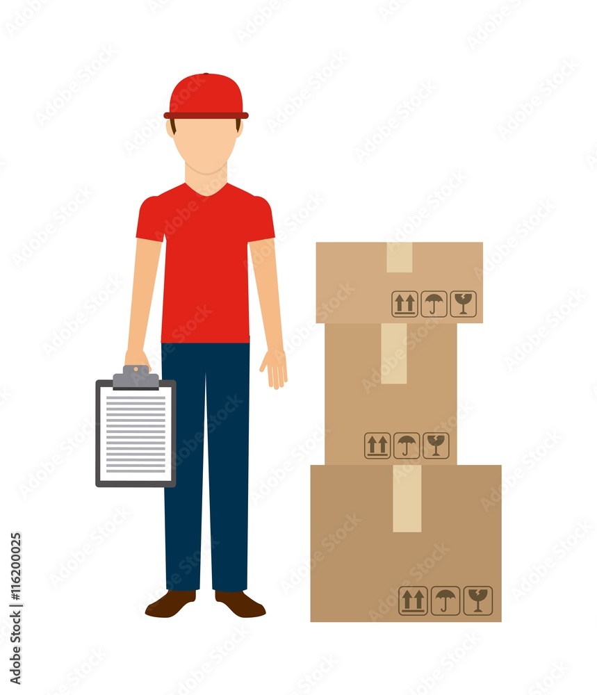Delivery man and package icon. Delivery and Shipping design. Vec Delivery man and package icon. Delivery and Shipping design. Vec