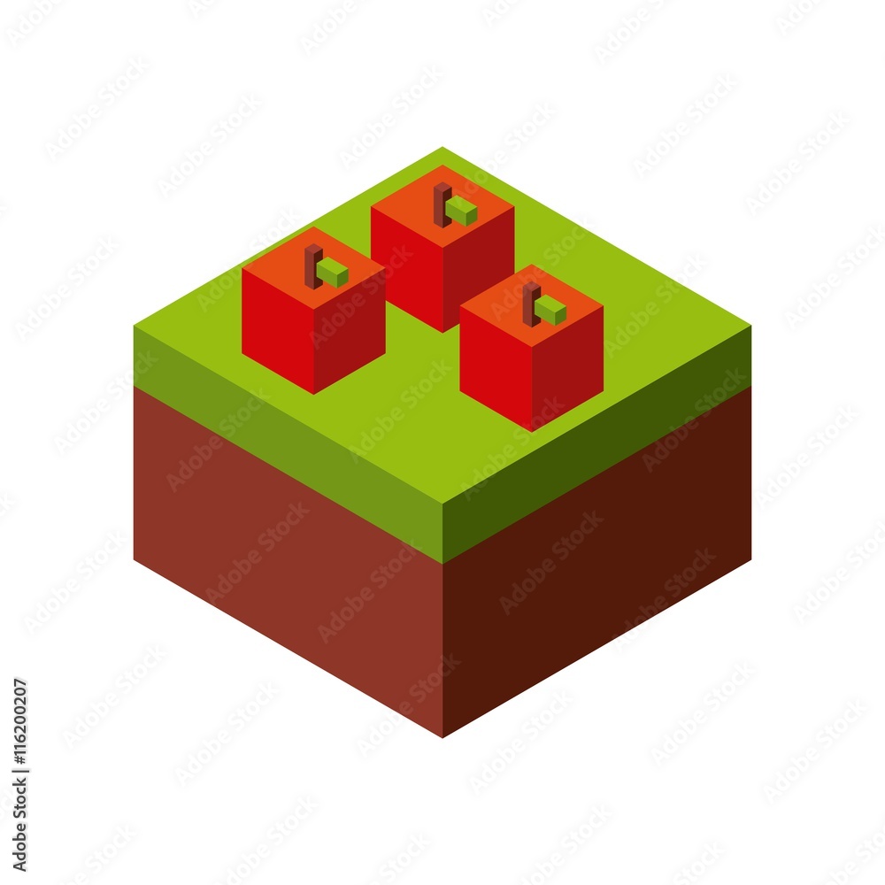 Fototapeta premium Apple icon. Isometric design. Vector graphic