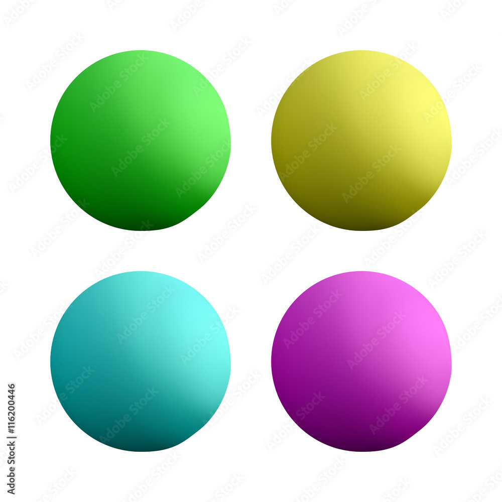 3d sphere in different colors (green, yellow, blue, pink) 3d sphere in different colors (green, yellow, blue, pink)