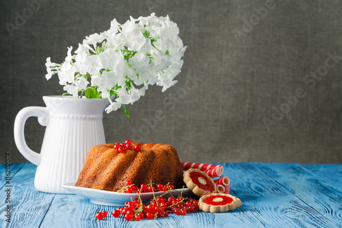 festive dessert round sponge cake homemade pastries photo