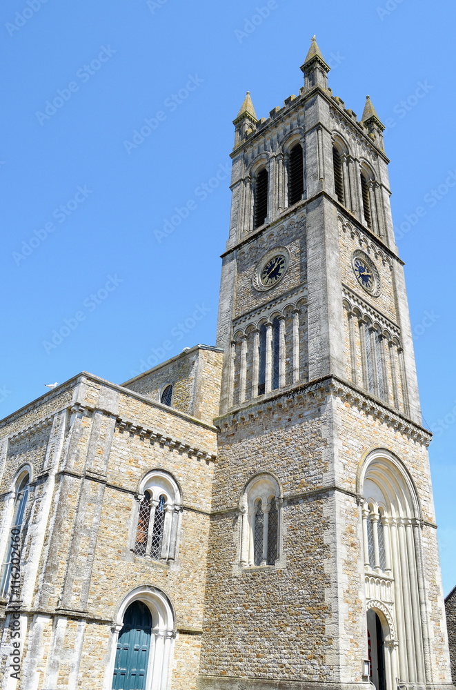 St. Paul's Church in Honiton, Devon is built in 1835 of local chert and Beer stone and was designed by Charles Fowler of London