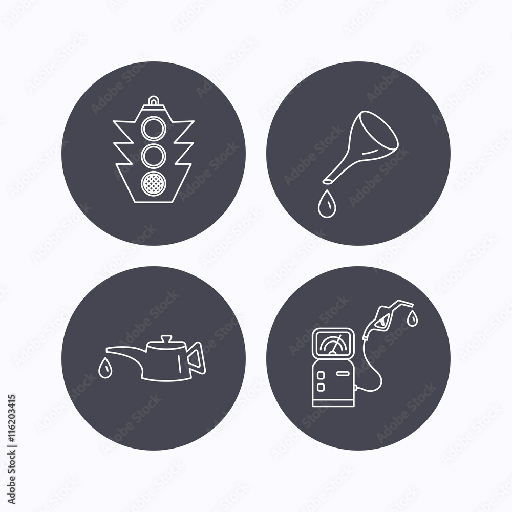 Motor oil, traffic lights and gas station. Motor oil, traffic lights and gas station.