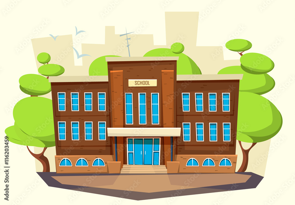 School building . Cartoon and flat style of architecture.