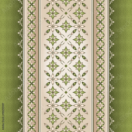 Vintage ornate border in Eastern style on light beige