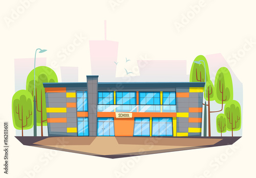 School building . Cartoon and flat style of architecture.