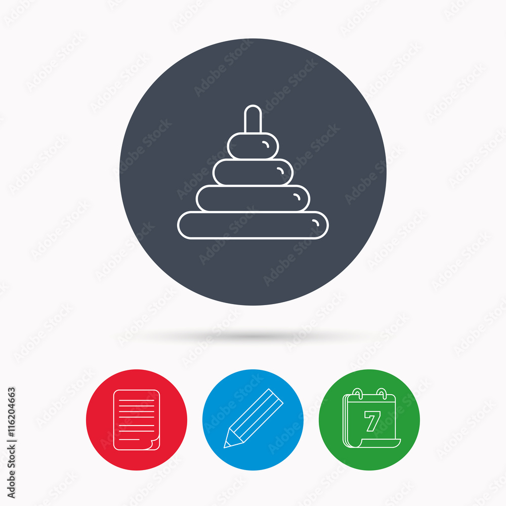 Pyramid baby toy icon. Child tower game sign. Pyramid baby toy icon. Child tower game sign.