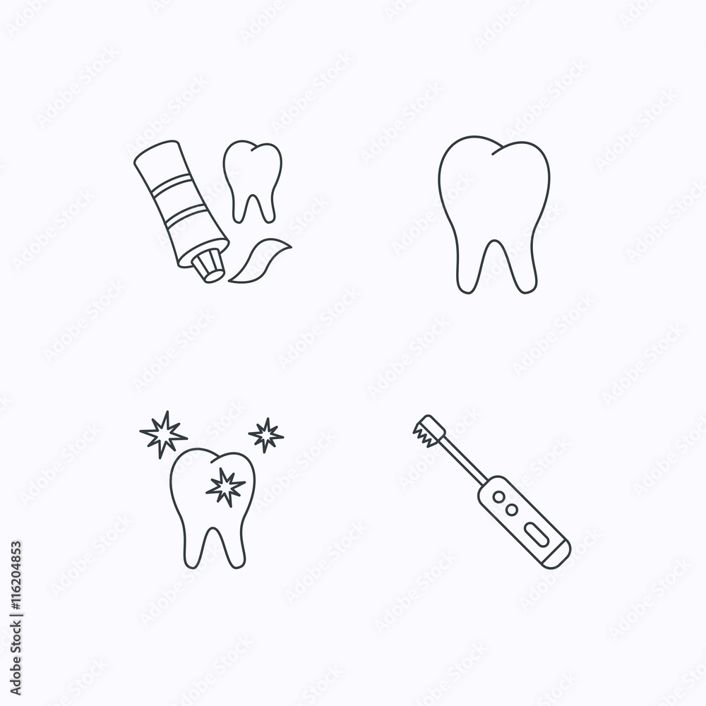 Healthy teeth, tooth and toothpaste icons. Healthy teeth, tooth and toothpaste icons.