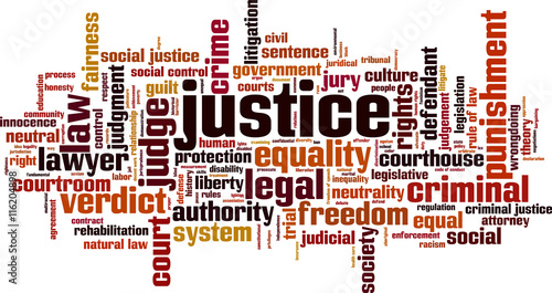 Justice word cloud concept. Vector illustration