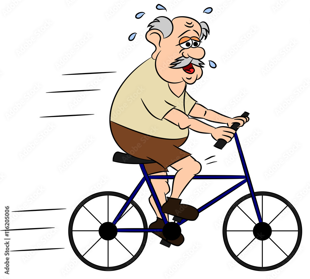 Exhausted sweating senior on bike Stock Vector Adobe Stock