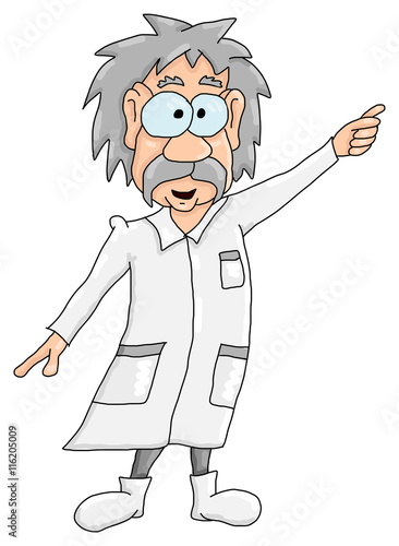 Senior scientist pointing with his finger