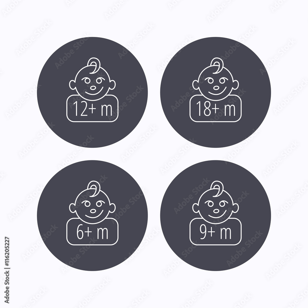 Fototapeta premium Infant child and toddler baby icons.