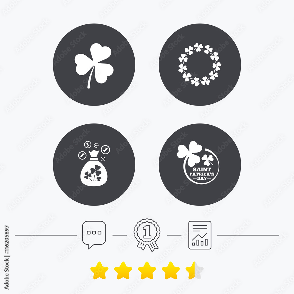 Saint Patrick day icons. Money bag with clover. Saint Patrick day icons. Money bag with clover.