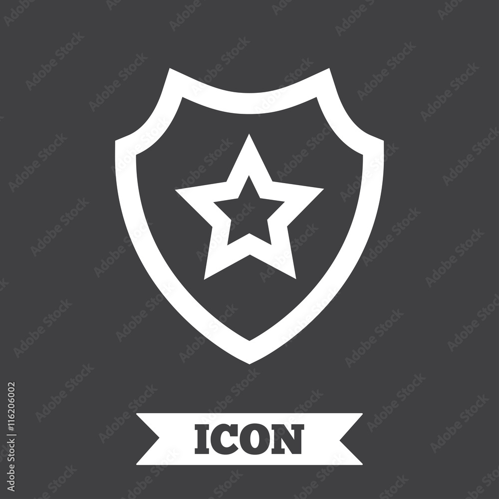 Shield with star icon. Favorite protection. Shield with star icon. Favorite protection.