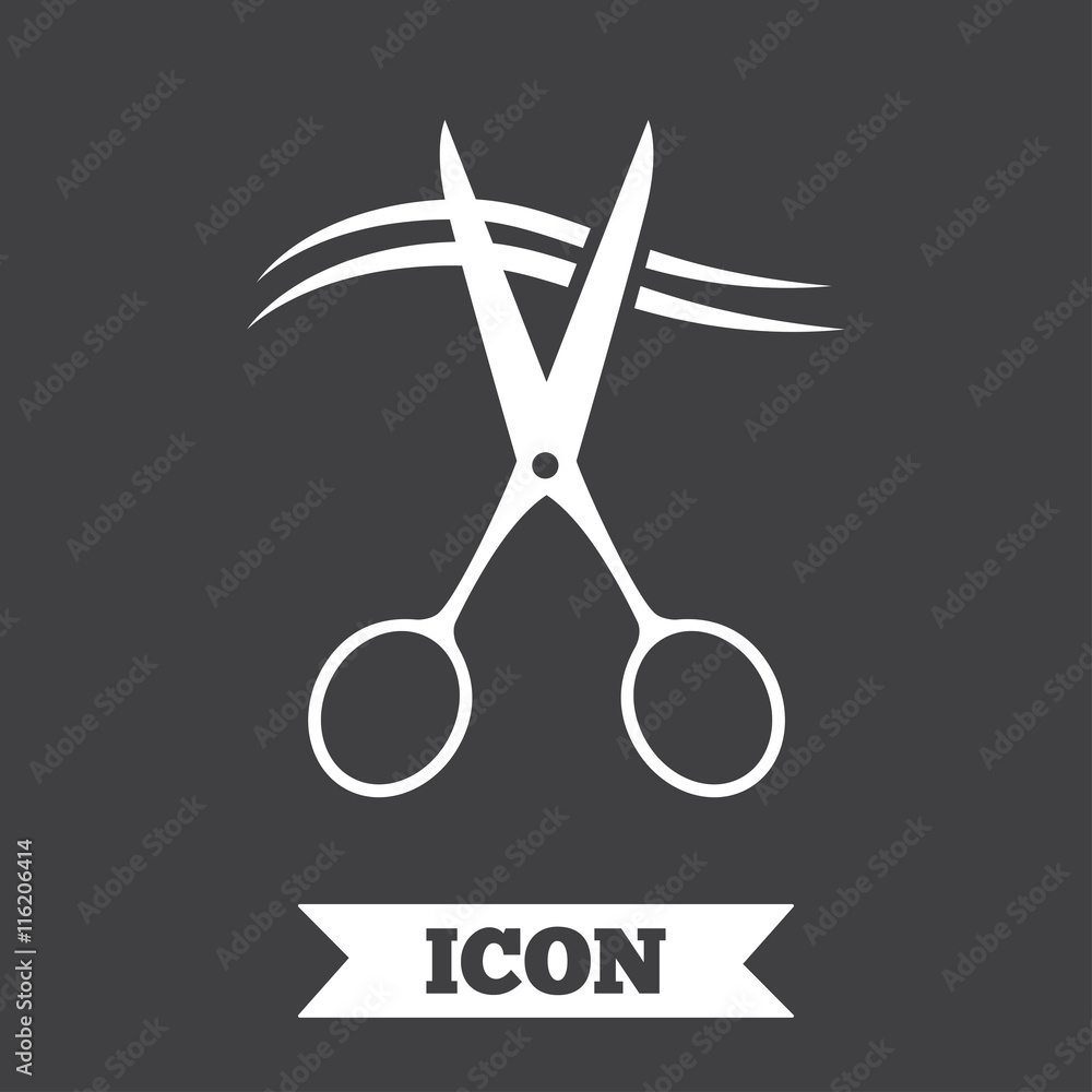 Scissors cut hair sign icon. Hairdresser symbol. Scissors cut hair sign icon. Hairdresser symbol.