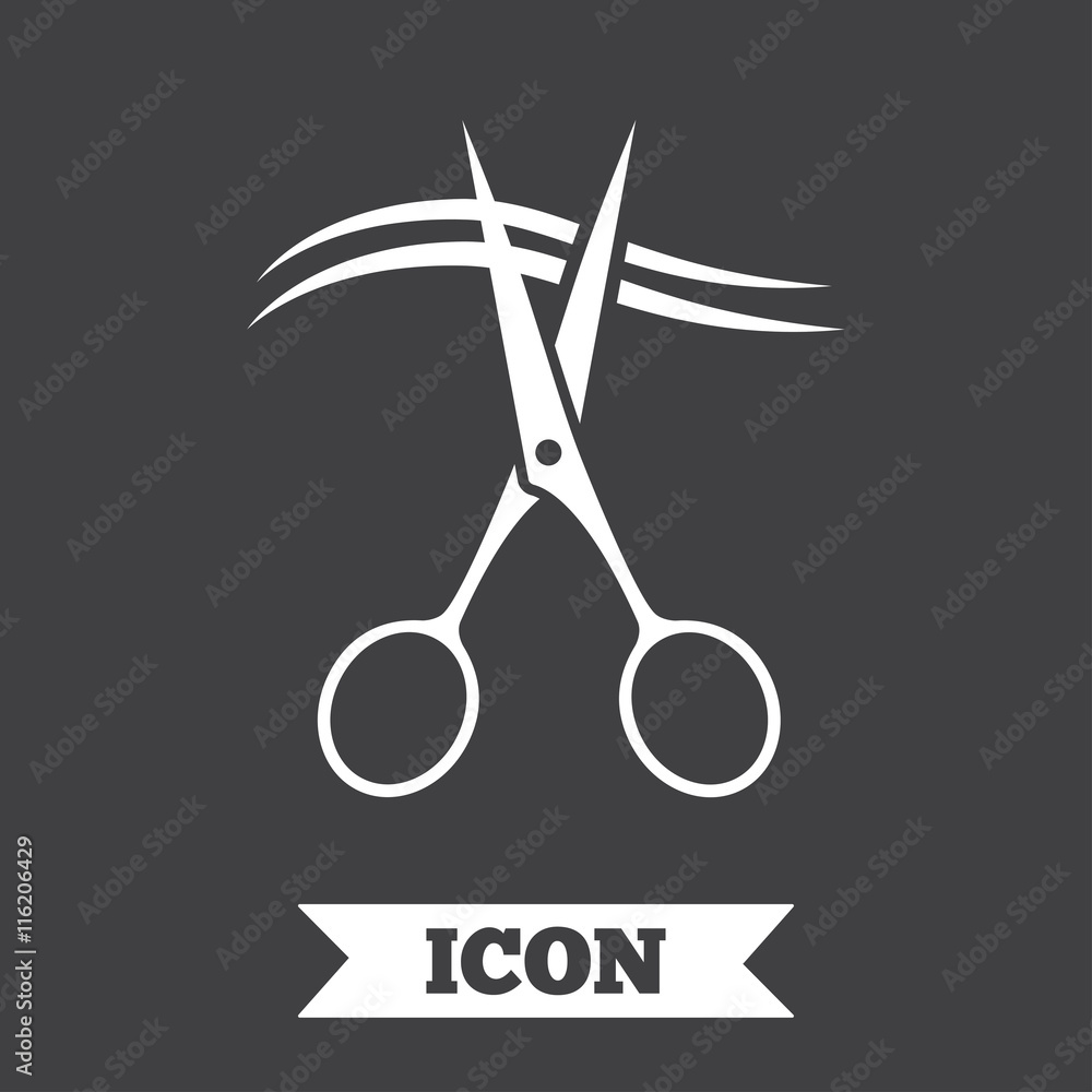 Scissors cut hair sign icon. Hairdresser symbol. Scissors cut hair sign icon. Hairdresser symbol.