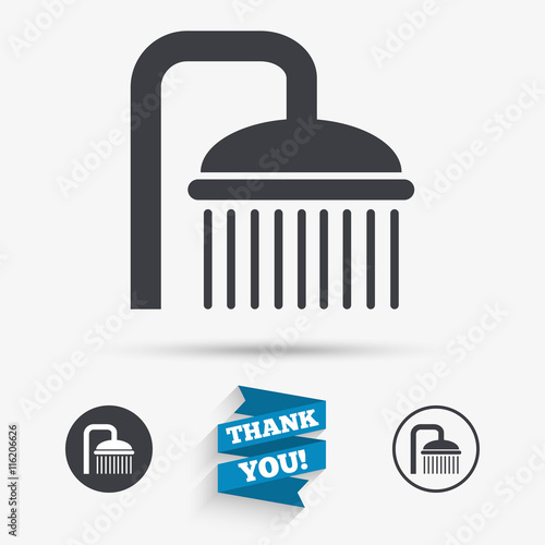 Shower sign icon. Douche with water drops symbol