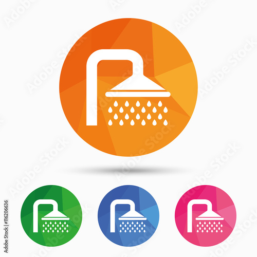 Shower sign icon. Douche with water drops symbol