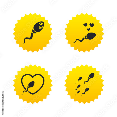 Sperm icons. Fertilization or insemination signs