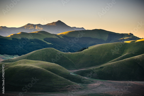 Mountain summer in Umbria landscape, Italy. Castelluccio di Norc photo