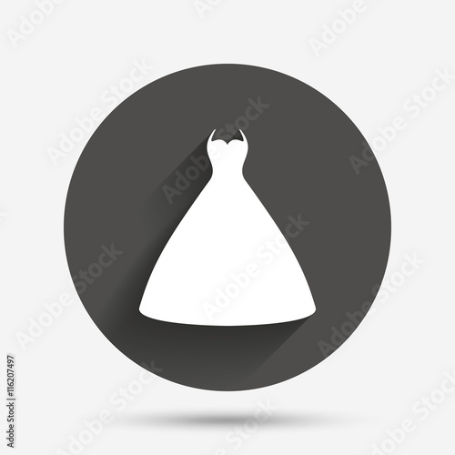 Wedding dress sign icon. Elegant bride symbol.