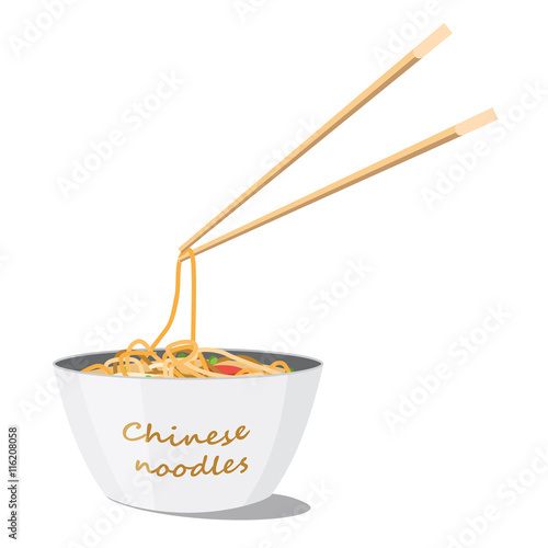 White plate with Chinese noodles