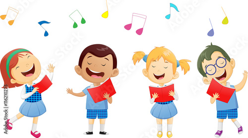 groups of school children singing in choir