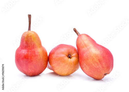 Red pears isolated on white background