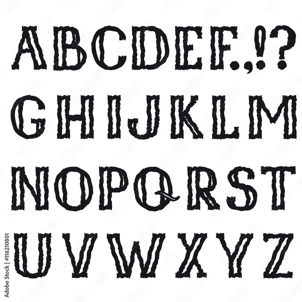 Premium Vector  Decorative alphabet font from pencils