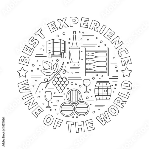 Winemaking, wine tasting graphic design concept