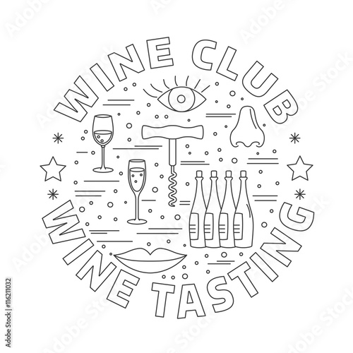 Winemaking, wine tasting graphic design concept