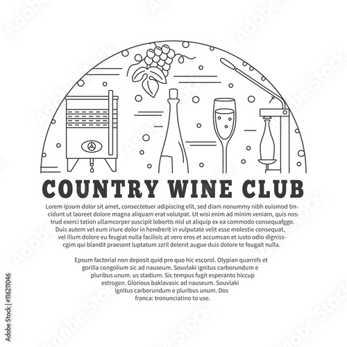 Winemaking, wine tasting graphic design concept