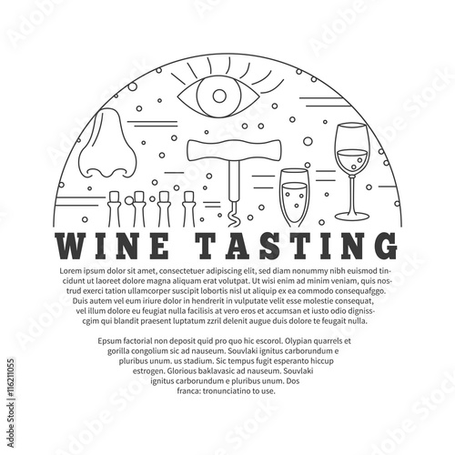 Winemaking, wine tasting graphic design concept