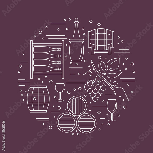 Winemaking, wine tasting graphic design concept