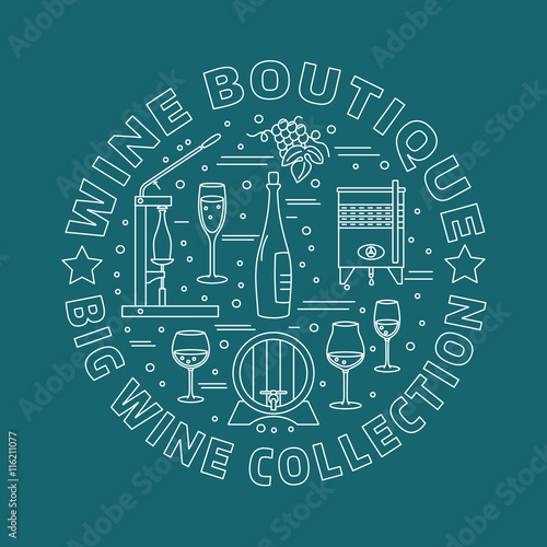 Winemaking, wine tasting graphic design concept
