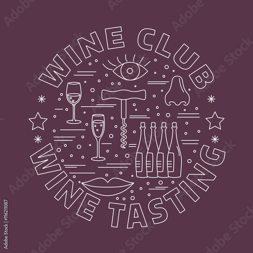 Winemaking, wine tasting graphic design concept