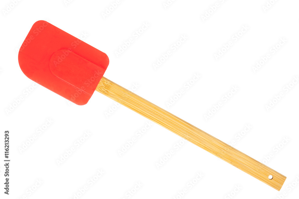 Red silicon spatula with wood handle. Red silicon spatula with wood handle.