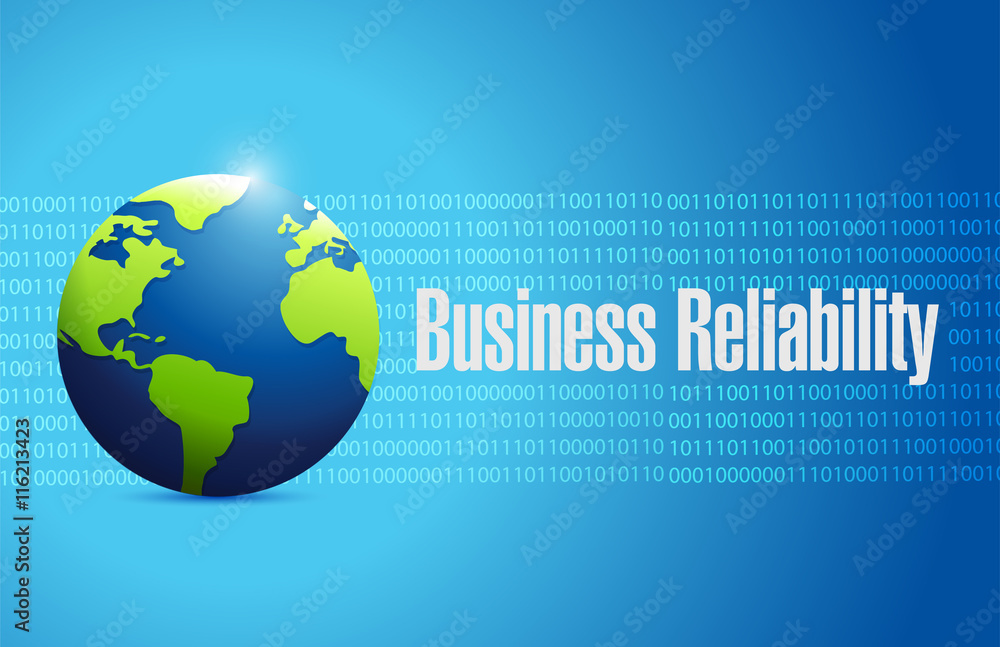 Business reliability binary globe sign concept Business reliability binary globe sign concept