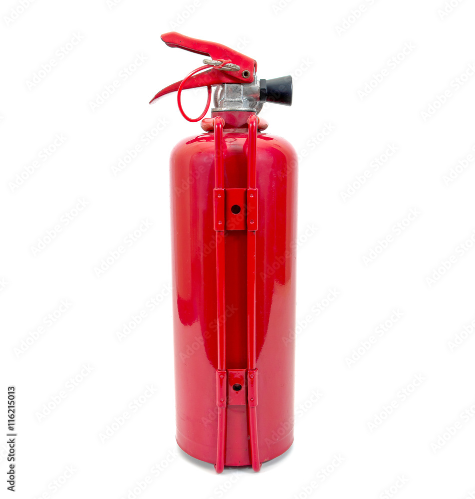 Obraz premium Back of fire extinguisher isolated on white background
