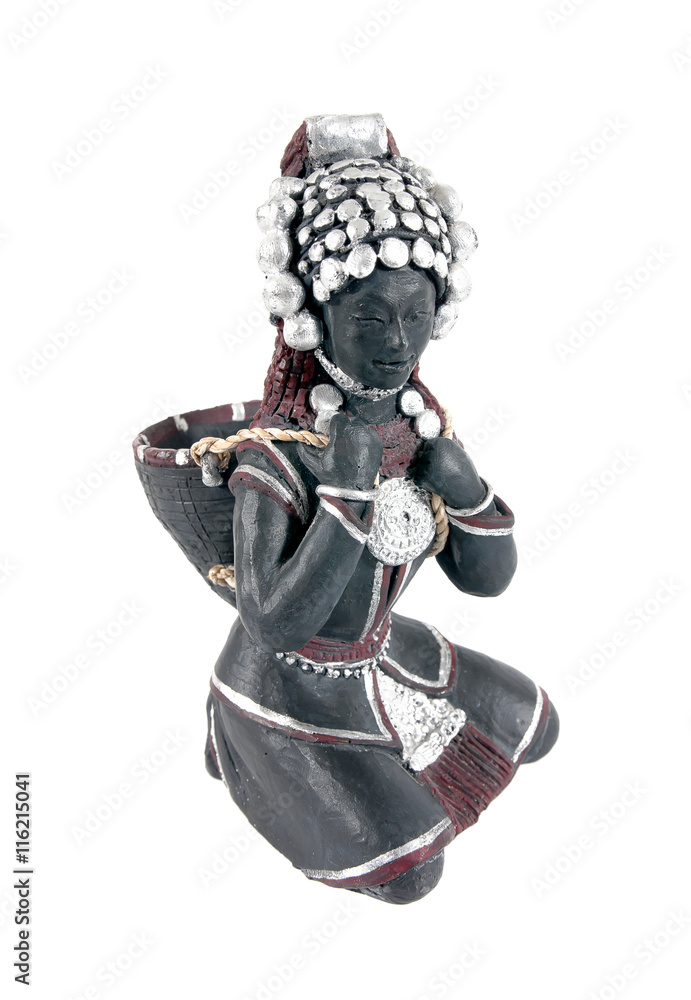 Northern tribal doll of Thailand model isolated on white backgro