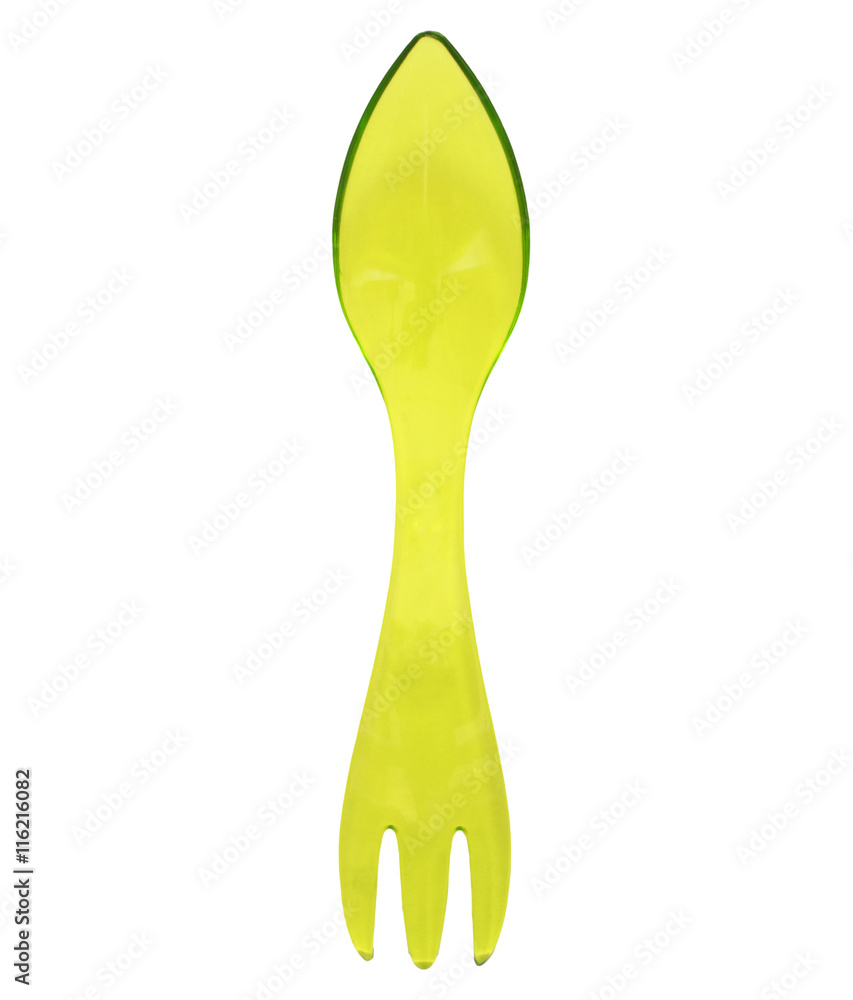 Small plastic ice cream spoon isolated on white Small plastic ice cream spoon isolated on white