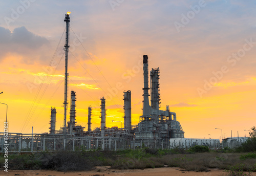 Oil Refinery factory in the morning , petrochemical plant , Petr