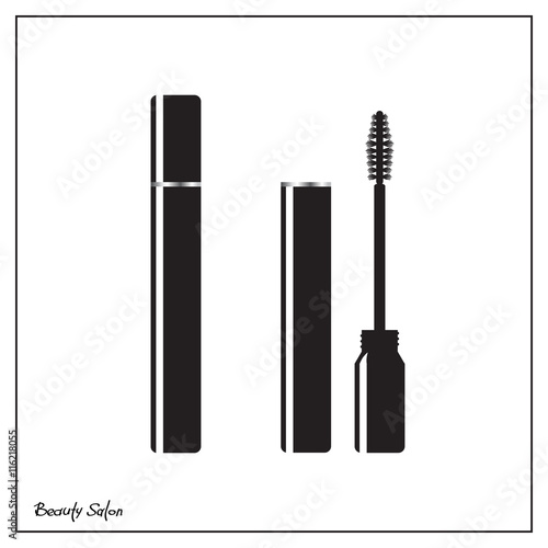 Black mascara on a white background