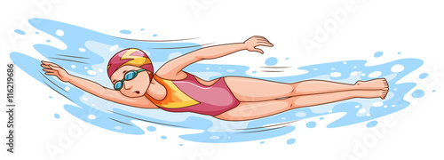Woman swimming in the pool