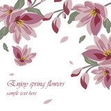 Flower Blossom Spring Magnolia background. Vector floral illustration