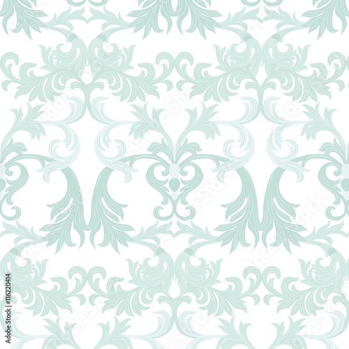Vector damask pattern ornament. Exquisite Baroque element template. Classical luxury fashioned damask ornament, Royal Victorian texture for wallpapers, textile, wrapping. Opal blue color