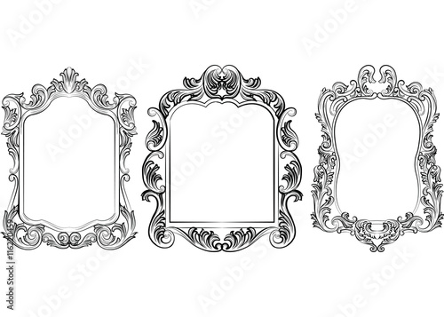 Set of Baroque Vintage Decoration Frames. Victorian Royal Rich Ornaments and ...