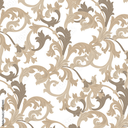 Vector damask pattern ornament. Exquisite Baroque template. Classical luxury fashioned damask ornament, Royal Victorian texture for wallpapers, textile, wrapping. Almond beige color ornament