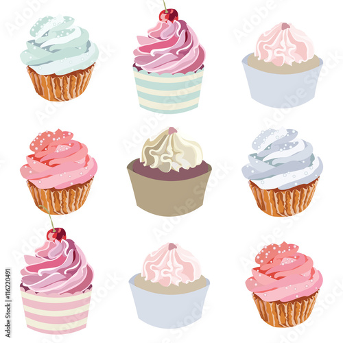 Cupcakes Vector set collection