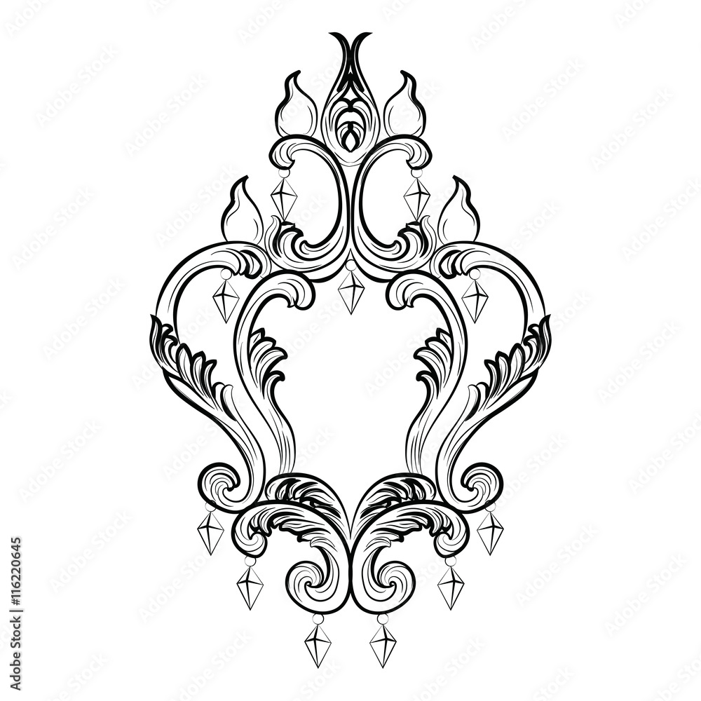 Fototapeta premium Rich Baroque Classic chandelier on white background. Luxury decor accessory design. Vector illustration sketch