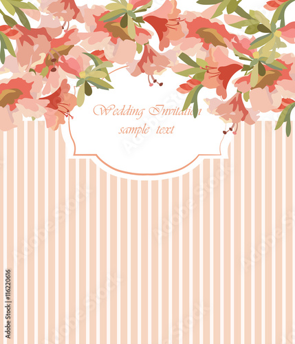 Vintage Vector Card with Watercolor flower frame. Vector Traditional Retro style card. Greeting card for wedding, birthday, Holiday and Summer Background. Vector illustration